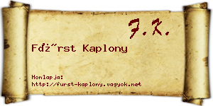Fürst Kaplony névjegykártya